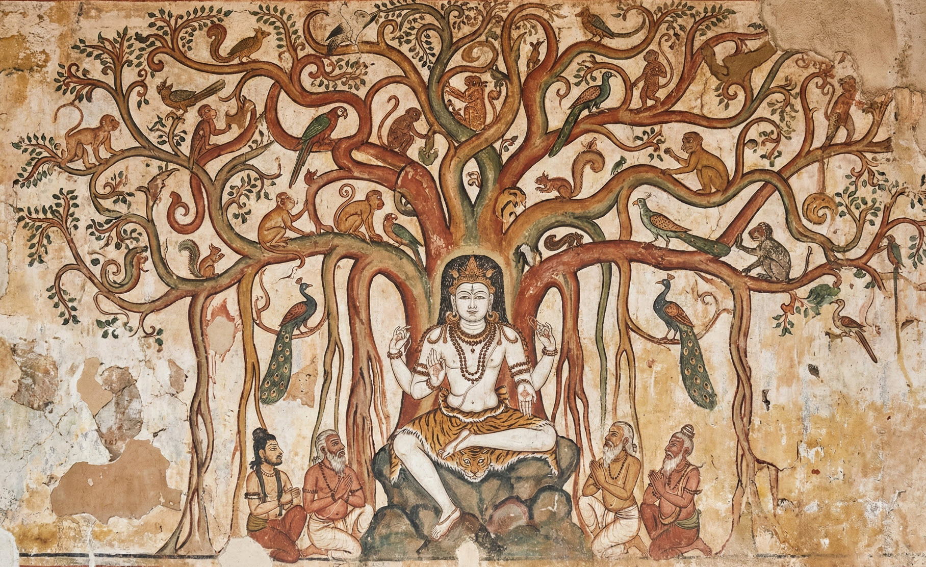 Mural of Dakshinamurti under the banyan tree