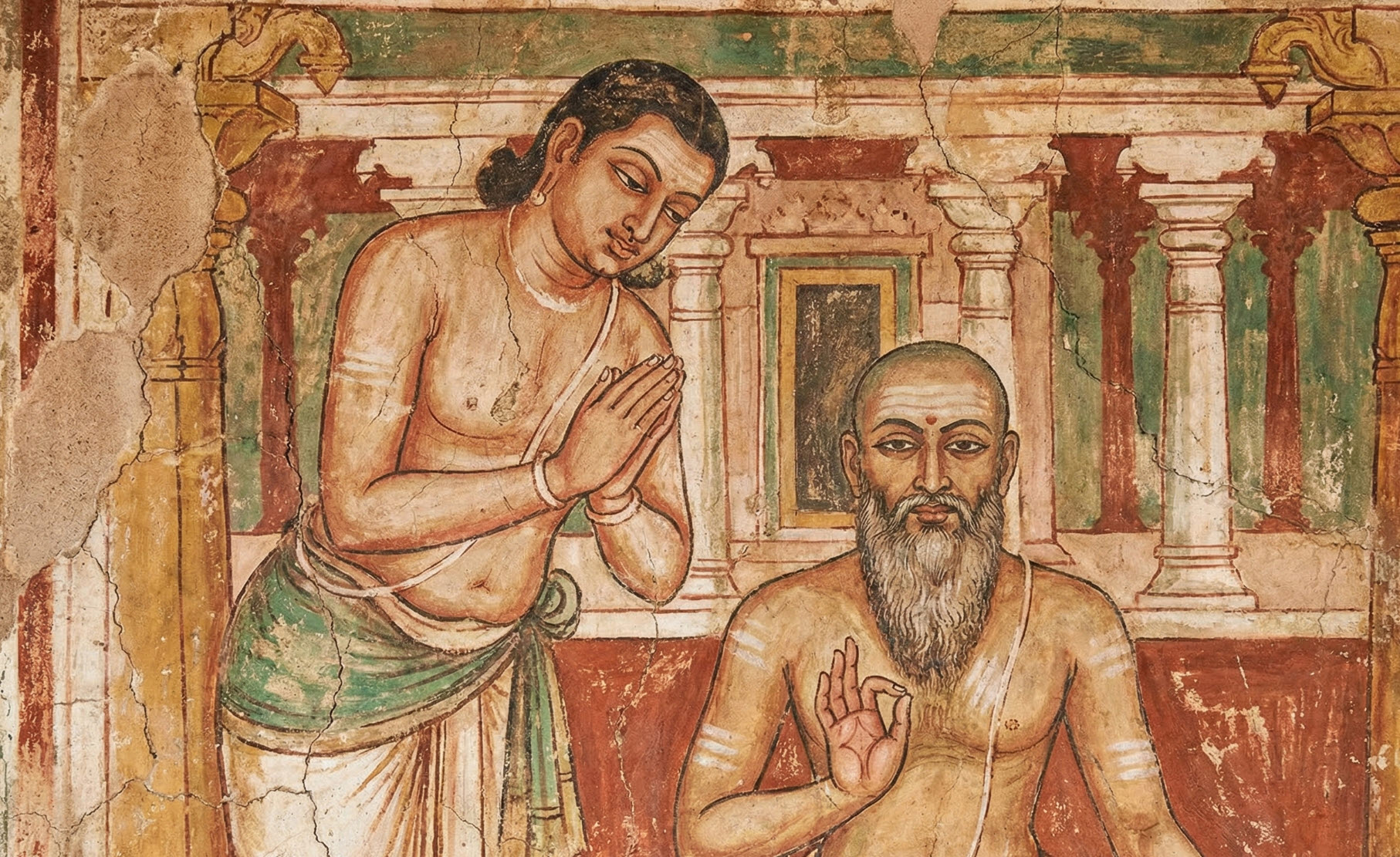 Mural of Raja Raja Chola and Karuvurar