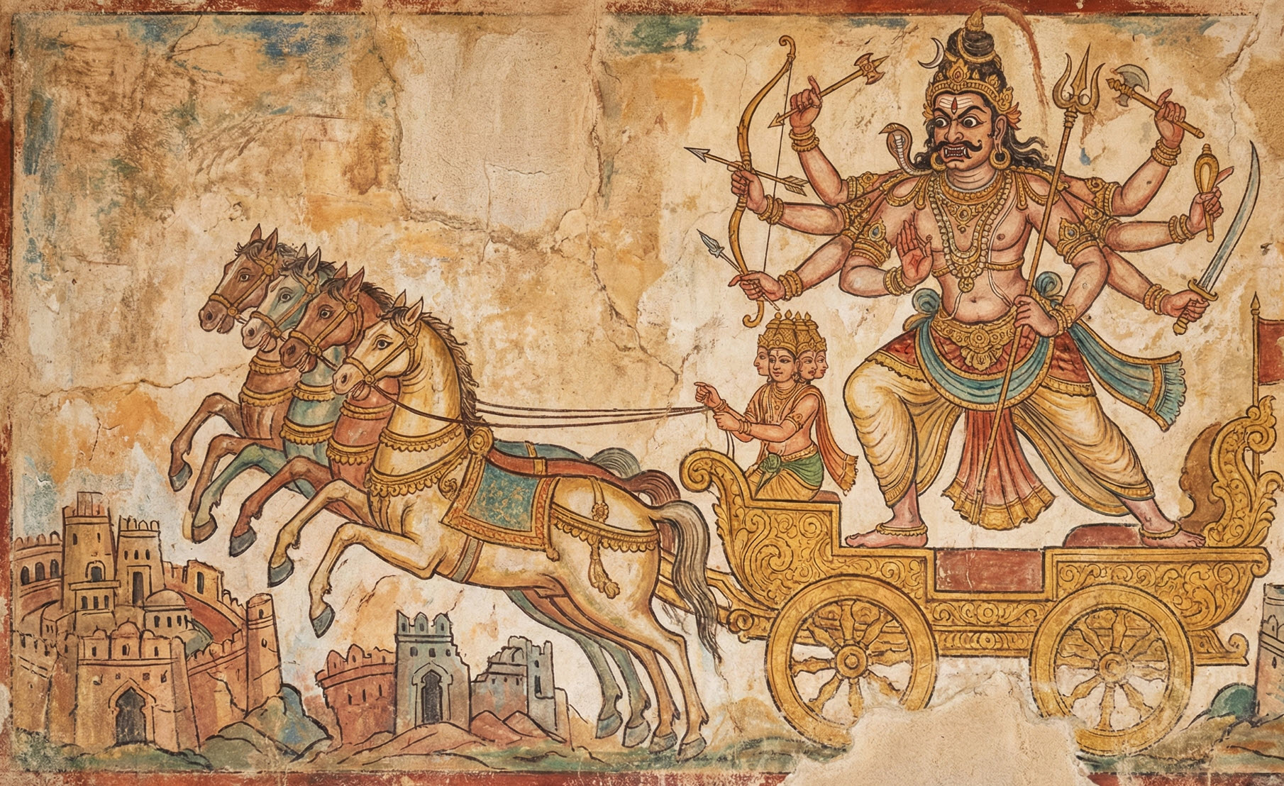 Mural of Shiva as Tripurantaka